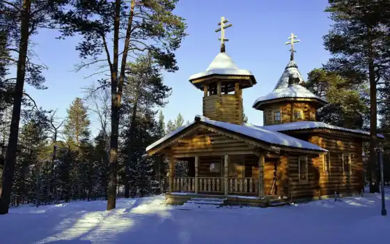 храм, winter, природа, финляндия, church