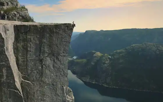скала, фьорд, норвегия, пейзаж, доисторический период, гора