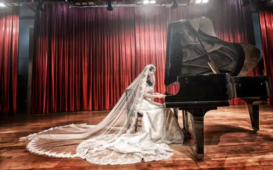 фортепиано, невеста, сцена