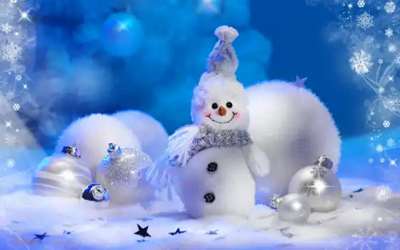 desktop, cute, snowman, christmas, год, widescreen, новый, новогодние, 