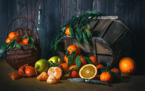 плод, травы, мандарины, тюрморт, лимон, ананас, еда, грейпфрут, аптелина