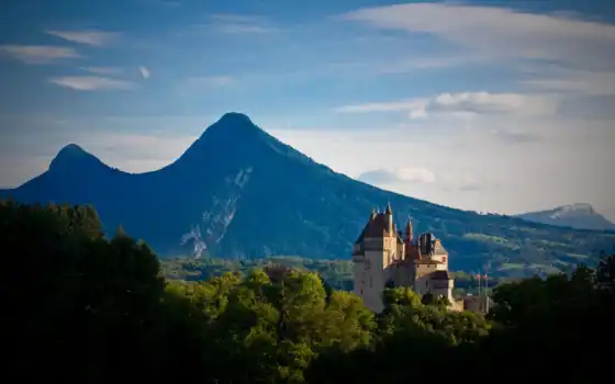 ментон, сенбернар, Анси, санктпетербург, замок, озеро, савойя, верхняя, шранция, замок, château