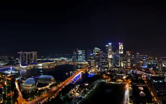 singapore, город, ночной, правой, мыши, кнопкой, картинку, изображение, 