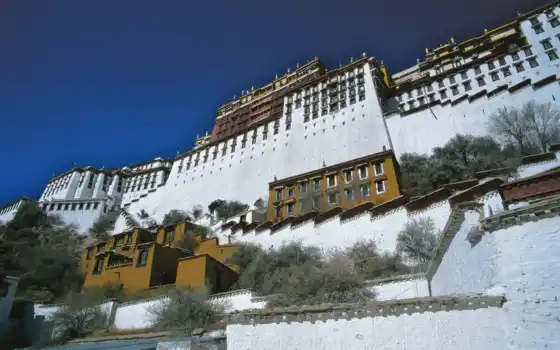 потала, дворец, china, tibet, ночь, bulan, pantalla, istana, азия, lhasa, обитель