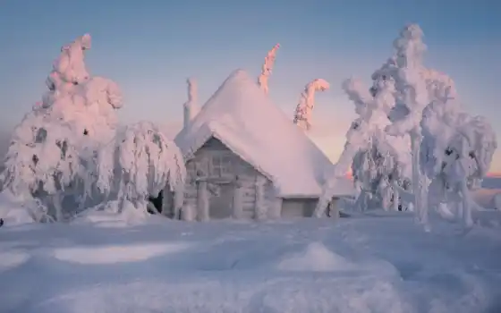 финляндию, зиму, жизнь, изба, мобильная, круто