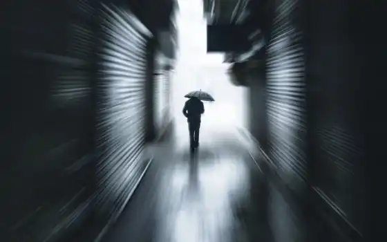 мужчина, зонтик, одиночка