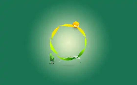 зелёный, круг, минимализм, 