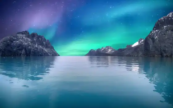 aurora, boreal, sobre, imagen