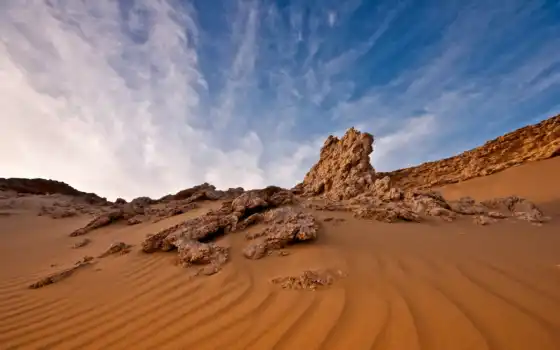 пустыня, египетский, песок, пейзаж, рок