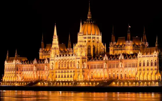 венгрия, парламент, будапешт, ночь, столица, огни, дунай, река, вода, best, картинка, hintergrundbilder, 