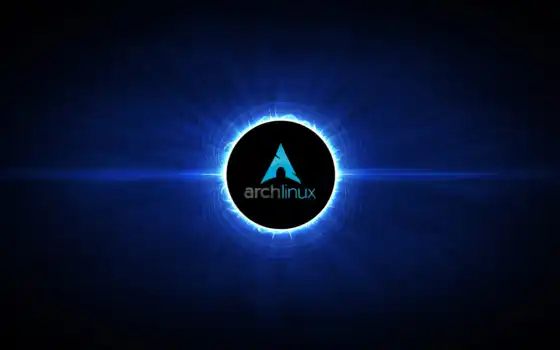 арка, linux, темный, синий, логотип