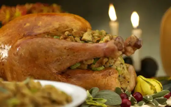 да, день благодарения, куриха, мясо, свеча, жаркое, производить, ужин, благодать