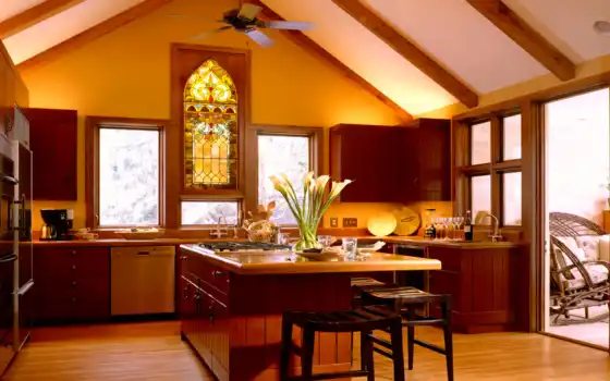 kitchen, интерьер, classy, design, домашний, windows, 