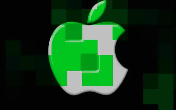 apple, cubes, logo, desktop, mac, green 