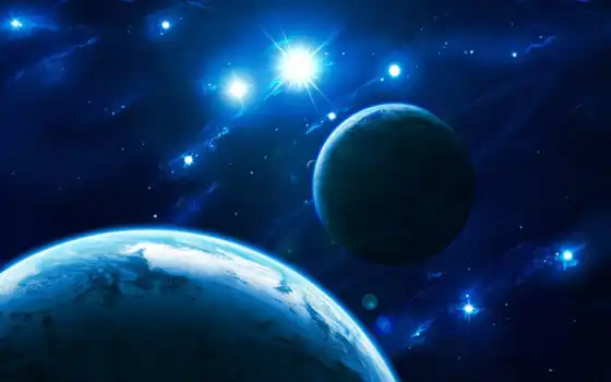 hd, обои, синие, космические, внешние, планеты, звезды,