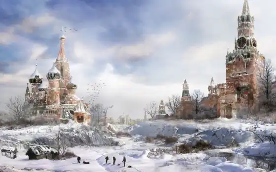 winter, город, разрушения, джадай, кремль, ms, 