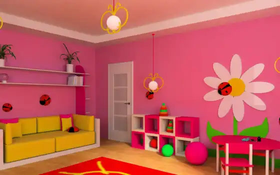 детской, комнате, стен, живопись, комнаты, мебель, изображение, комната, детских, сайте, 