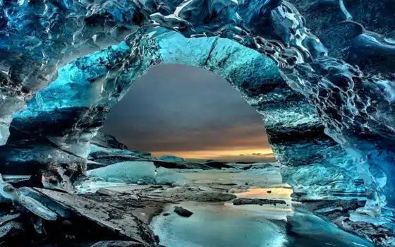 пещера, скафтафетль, iceland, ледяная, исландии, пещеры, ледника, park, national, 