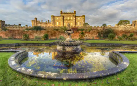 castle, culzean, fountain, шотландия