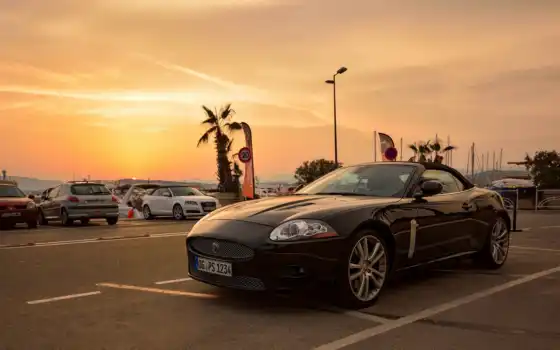 jaguar, estacionamento, спортивные, автомобиль