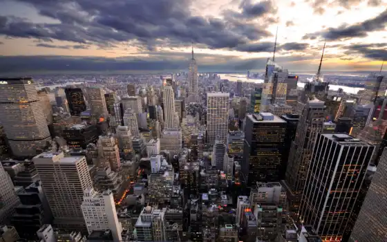 york, нью, небоскрёб, облака, city, free, desktop, cities, aerial, 
