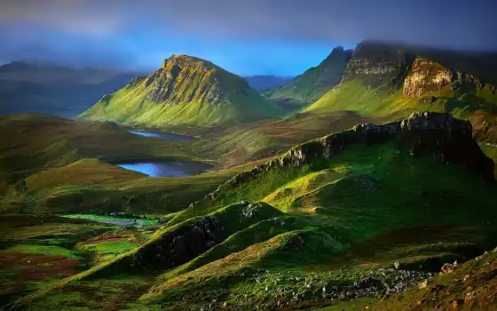 алло, небо, остров, квира, камень, день, шотландия, прогулка, холм