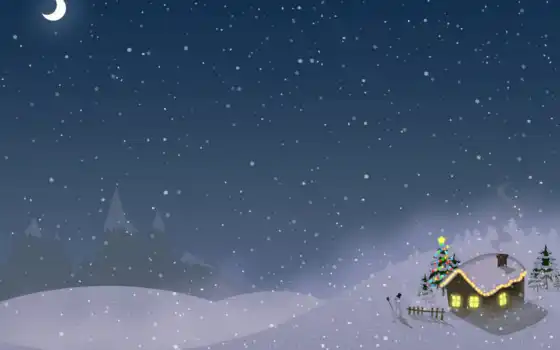 christmas, new, year, snow, дом, merry, зима, celebration, graphics, moon, holiday, gifts, vector, xmas, trees, 