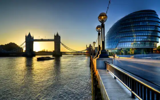 мост, башня, london, thames, великобритания, англия, река, город, hall, 