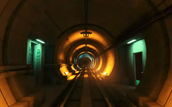 подземка, туннель, железный, край, подполье, зеркало, труба, игра