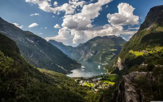 geiranger, fjord, норвегия
