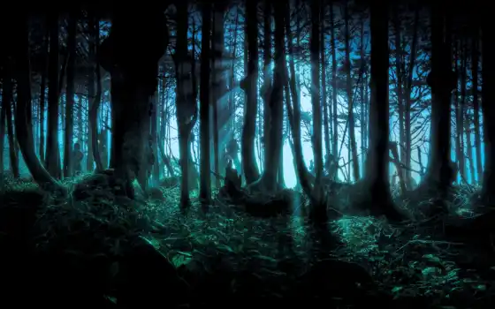 лесные, темные, черные, тьмы, деревья, подвижные, таинственные, страшные,