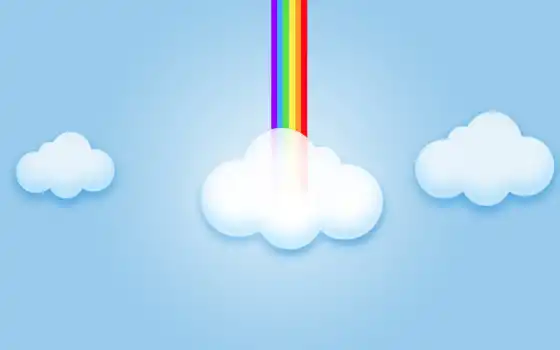 облако, радуга, мобильный, минимализм
