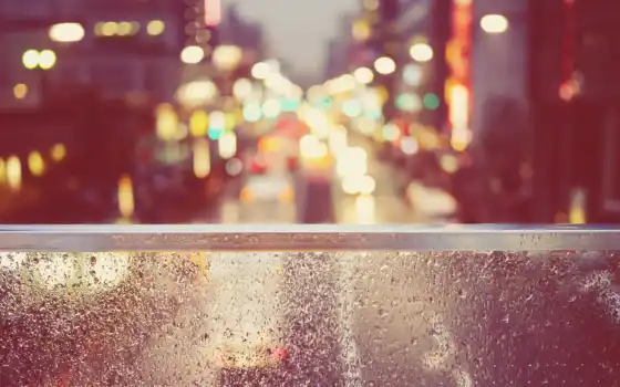 дождь, красивые, городе, glass, 