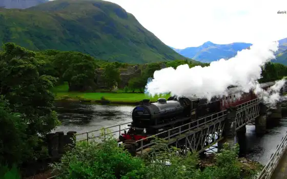 hogwarts, express, река, горы, поезд, gary, 