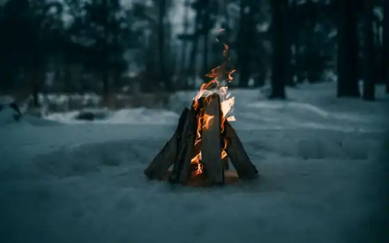 огонь, горный огонь, зима, древняя