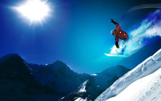 сноубордист, сноуборд, прыжок, спорт, гора