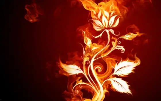 огонь, цветы, пламя, искусство, абстракция, красный, ожог, фон, цифровой