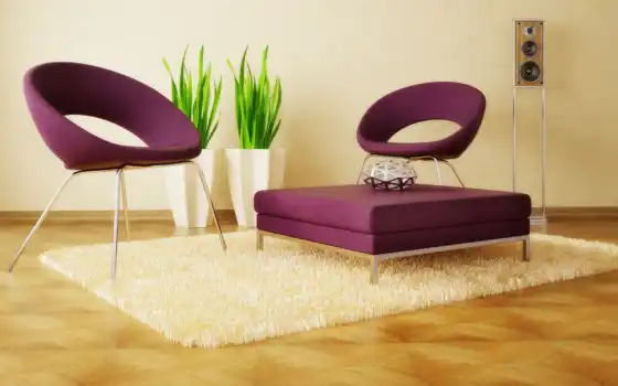 стиле, современный, стулья, ковёр, столик, 