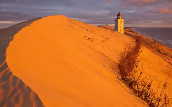 маяк, кнуд, рубьер, Дания, песок, дюна, море, пейзаж, взгляд, вода, озеро