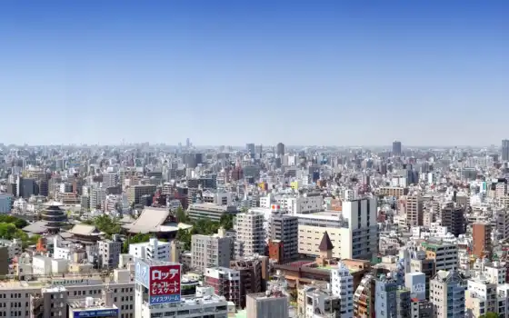 tokyo, япония, панорама, здания, 