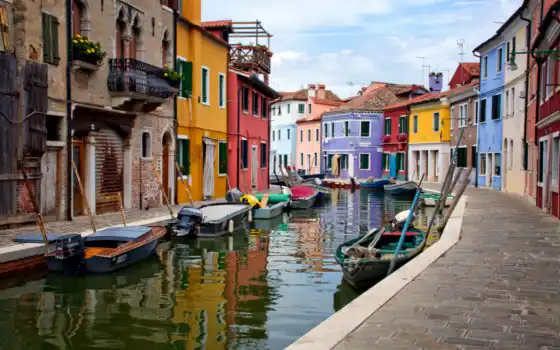 burano, italy, venice, остров, houses, venezia, лодки, italien, venedig, 