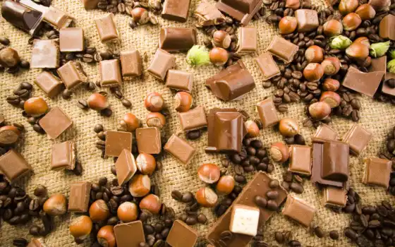 шоколад, орехи, зерна, лесные, кофейные, chocolate, картинка, wallpaper, hd, wallpapers, 