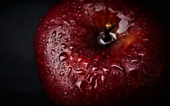 яблоко, красное, плодотворное, темное, черное, вода, приложение, фото, супер