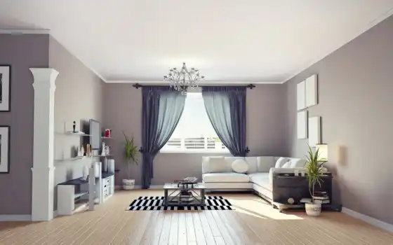 interer, комната, okno, диван, мебель, 