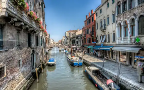 венезия, канал, итальянец, город, улица, вода, набережная,