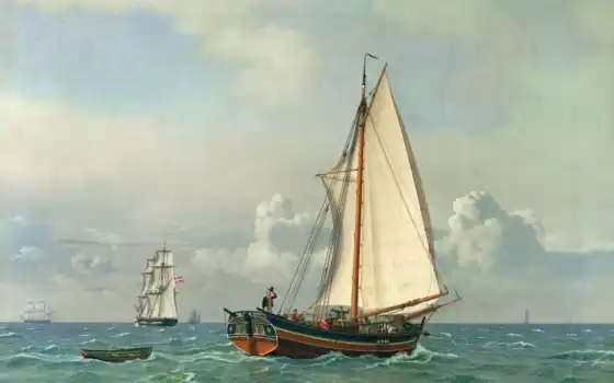 barco, velum, pintura, pic
