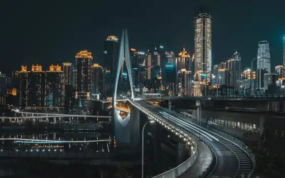 chongqing, china, город, огни, тема