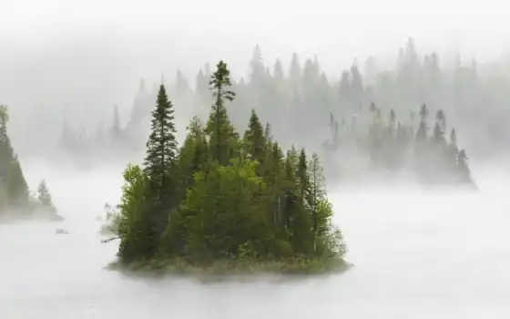 озеро, туман, кана, остров, форе, фентол