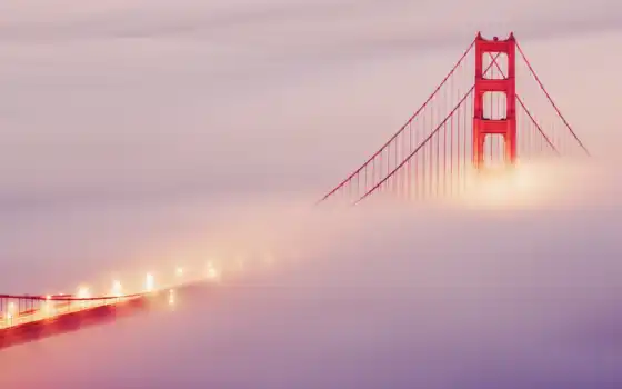 мост, туман, francisco, sana, огни, san, золотистый, gate, 
