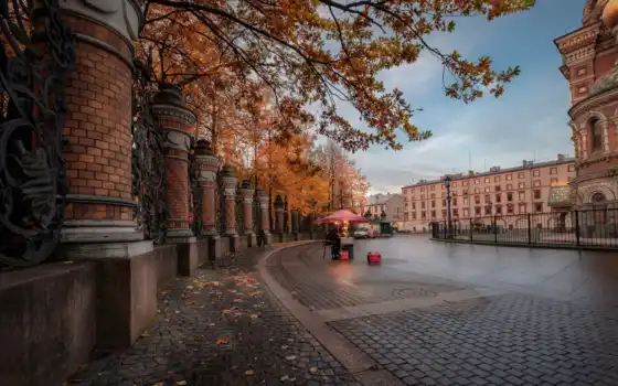 петербург, осень, town, square, тематика, город